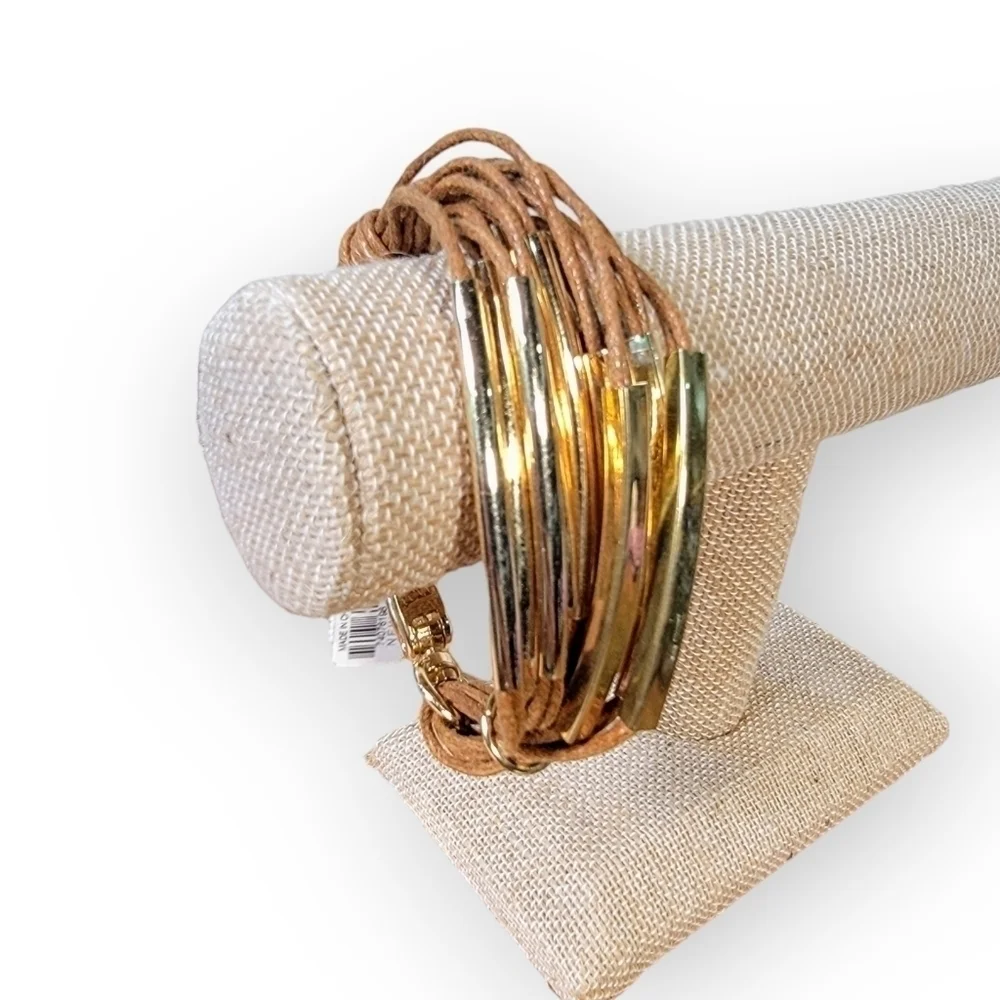 NEW New York and Company Leatherette and Gold tone Metal Bracelet